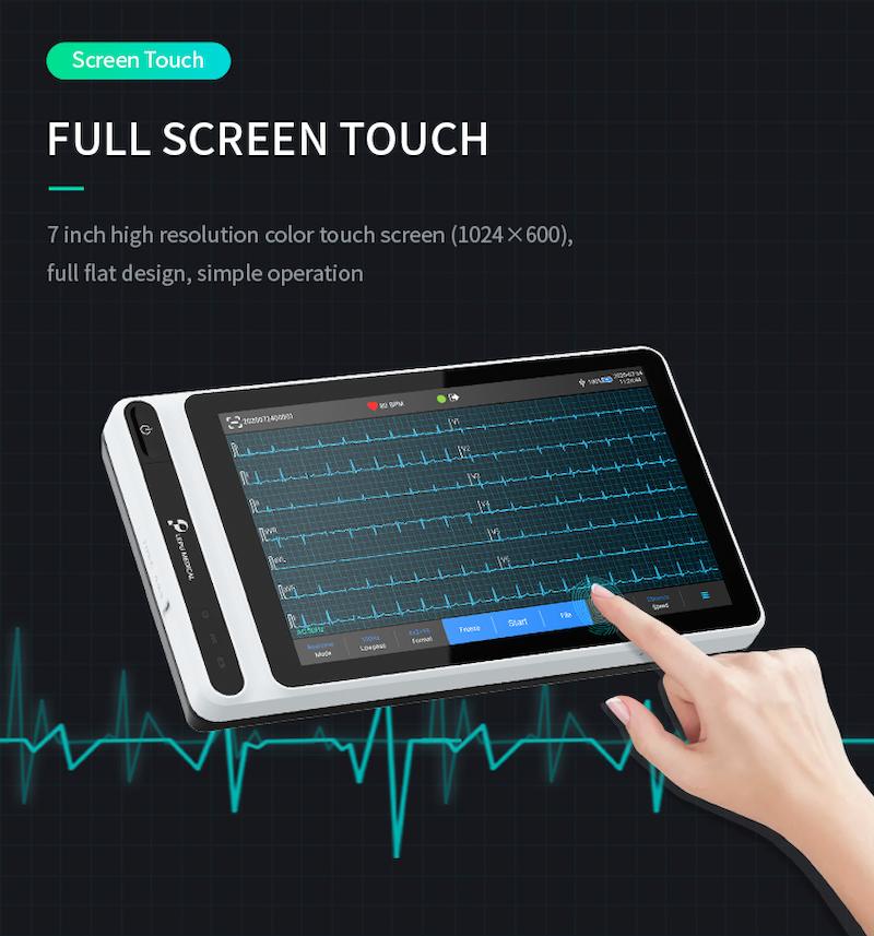 Tablet ECG Machine S120 Smart Portable 12-Lead Cardiac Monitor with Bluetooth Printer Artificial Intelligence Analysis Diagnosis and Touch Screen