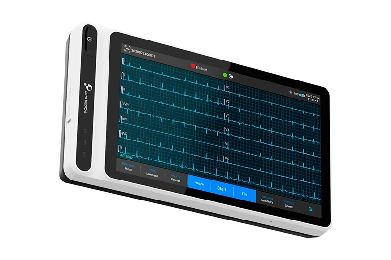 Tablet ECG Machine S120 Smart Portable 12-Lead Cardiac Monitor with Bluetooth Printer Artificial Intelligence Analysis Diagnosis and Touch Screen