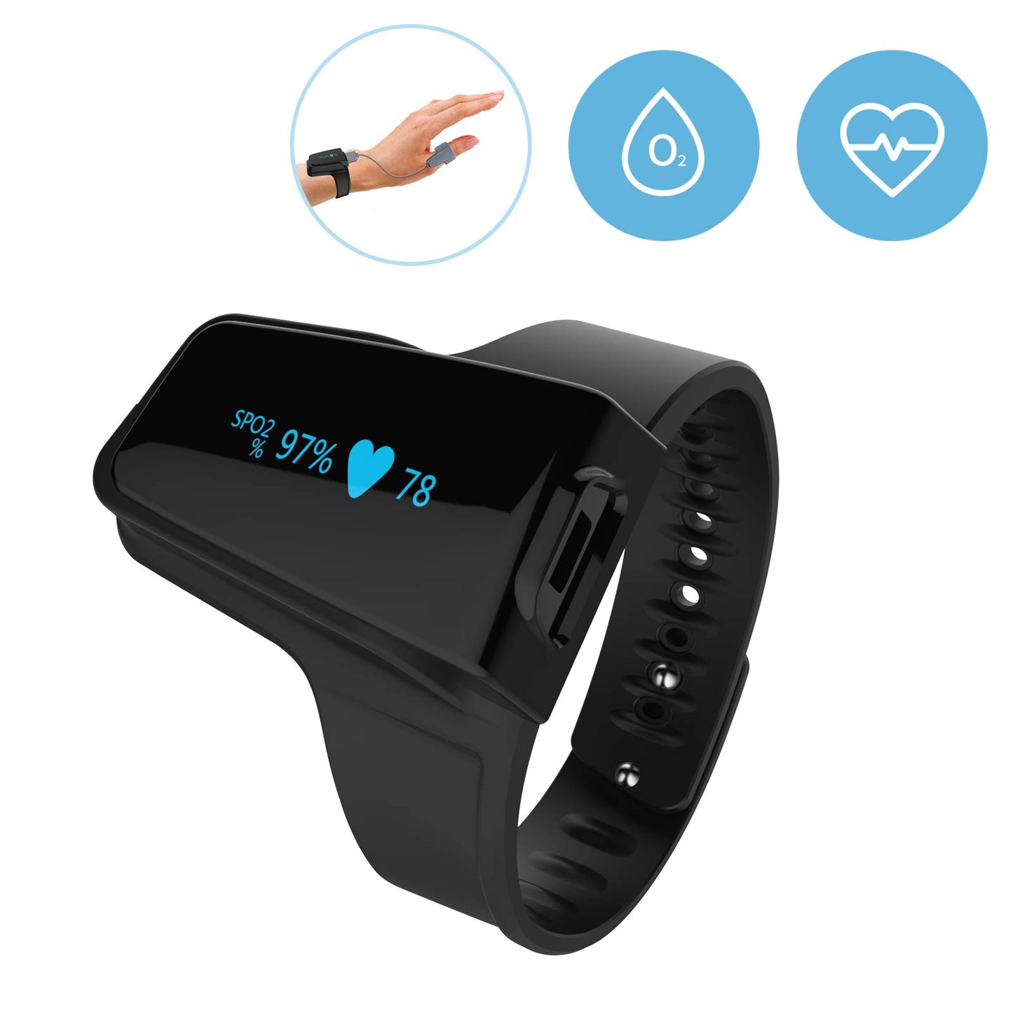O2 Pulse Oximeter with Smart Reminder | Blood Oxygen Saturation Monitor for SpO2 and Heart Rate Tracking Continuously, Bluetooth Finger Ring with