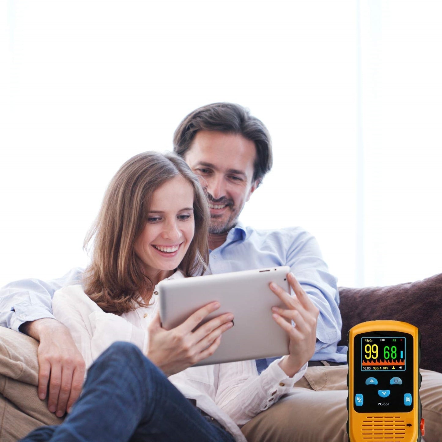 Rechargeable Pulse Oximeter - Adult Finger Spot-Checking - Adjustable Alarm for Pulse Rate and SpO2 Levels - Carry Case, AC Adapter Included