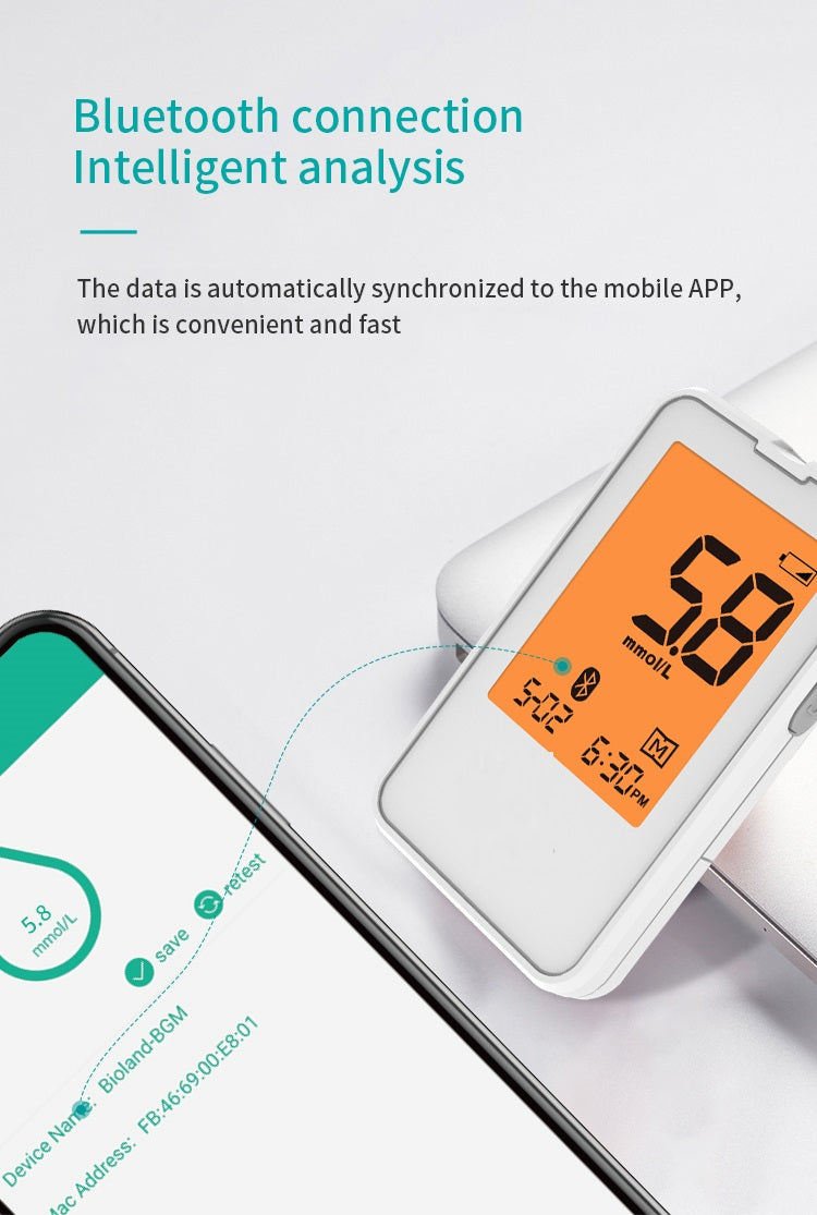 Smart blood glucose monitor kit blood glucose analyzer monitoring test strips bluetooth sensor