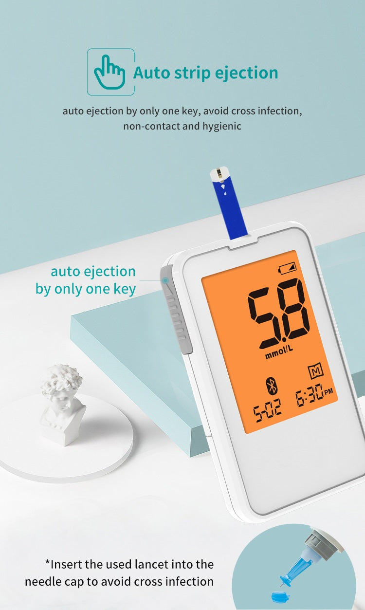 Smart blood glucose monitor kit blood glucose analyzer monitoring test strips bluetooth sensor