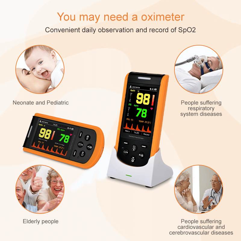 Digital Portable Rechargeable Handheld Pulse Oximeter SP-20 for Infant Kid Adult Android iPhone with Wireless Bluetooth Connection