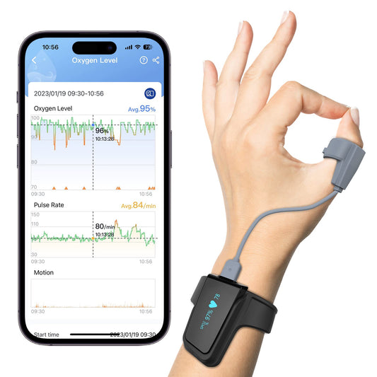 O2 Pulse Oximeter with Smart Reminder | Blood Oxygen Saturation Monitor for SpO2 and Heart Rate Tracking Continuously, Bluetooth Finger Ring with