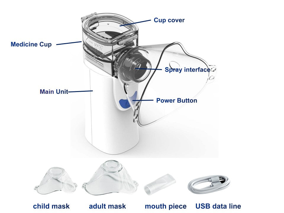 Portable rechargeable battery ultrasonic mesh nebulizer