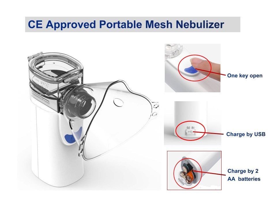 Portable rechargeable battery ultrasonic mesh nebulizer