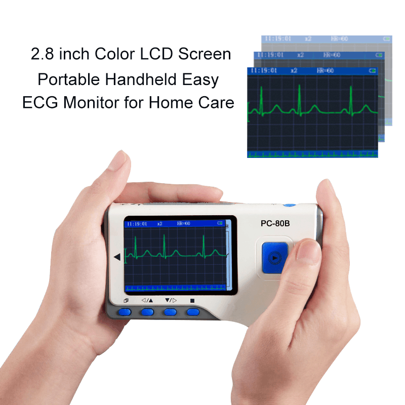 Portable EKG Machine Handheld Heart Rate Monitor ECG Sensor PC-80B